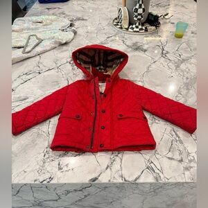 BURBERRY Unisex Red Quilted Kids Puffer Jacket